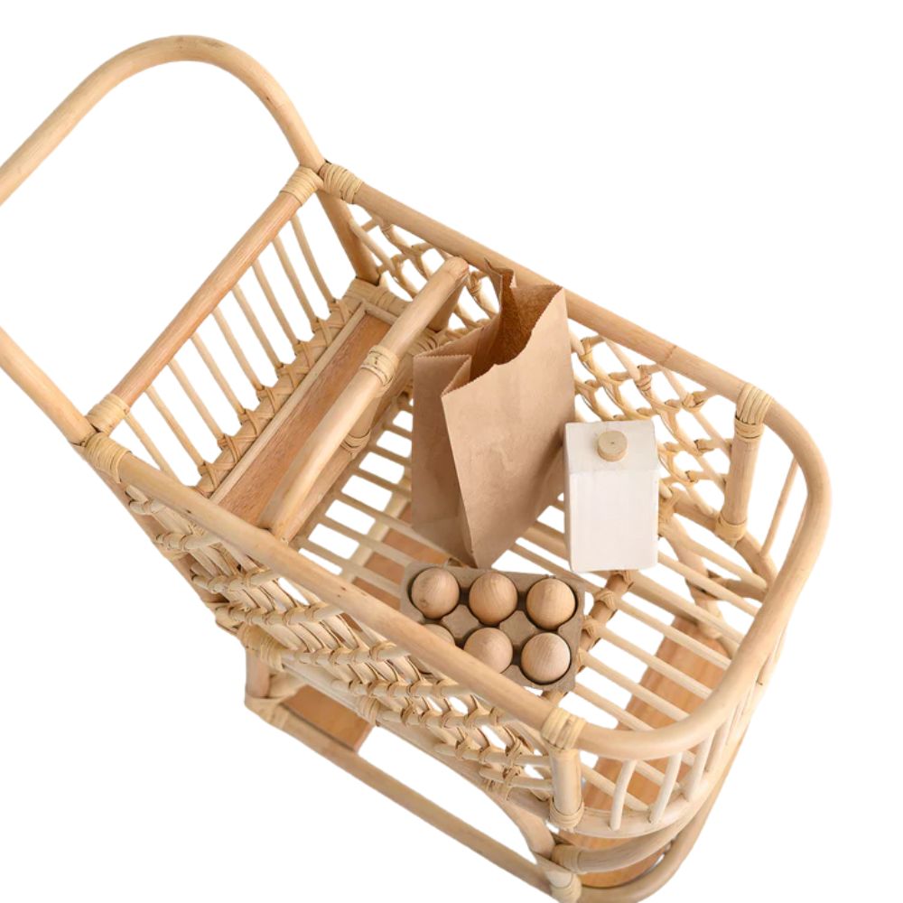 Rattan Shopping Trolley Kids, rattan kids toys, rattan kids furniture, wholesale, bulk, childrens