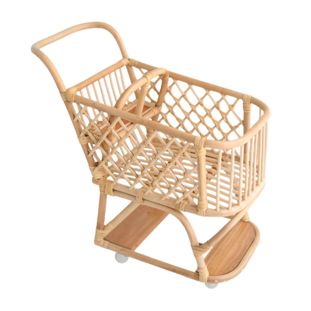 Rattan Shopping Trolley Kids, rattan kids toys, rattan kids furniture, wholesale, bulk, childrens