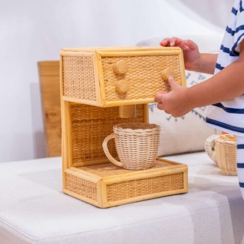 Rattan coffee machine toy, kids toys, kids furniture, wholesale, bulk