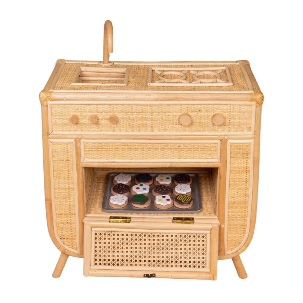new classic toys rattan wooden kitchenette, kids toys, kids furniture, wholesale, bulk