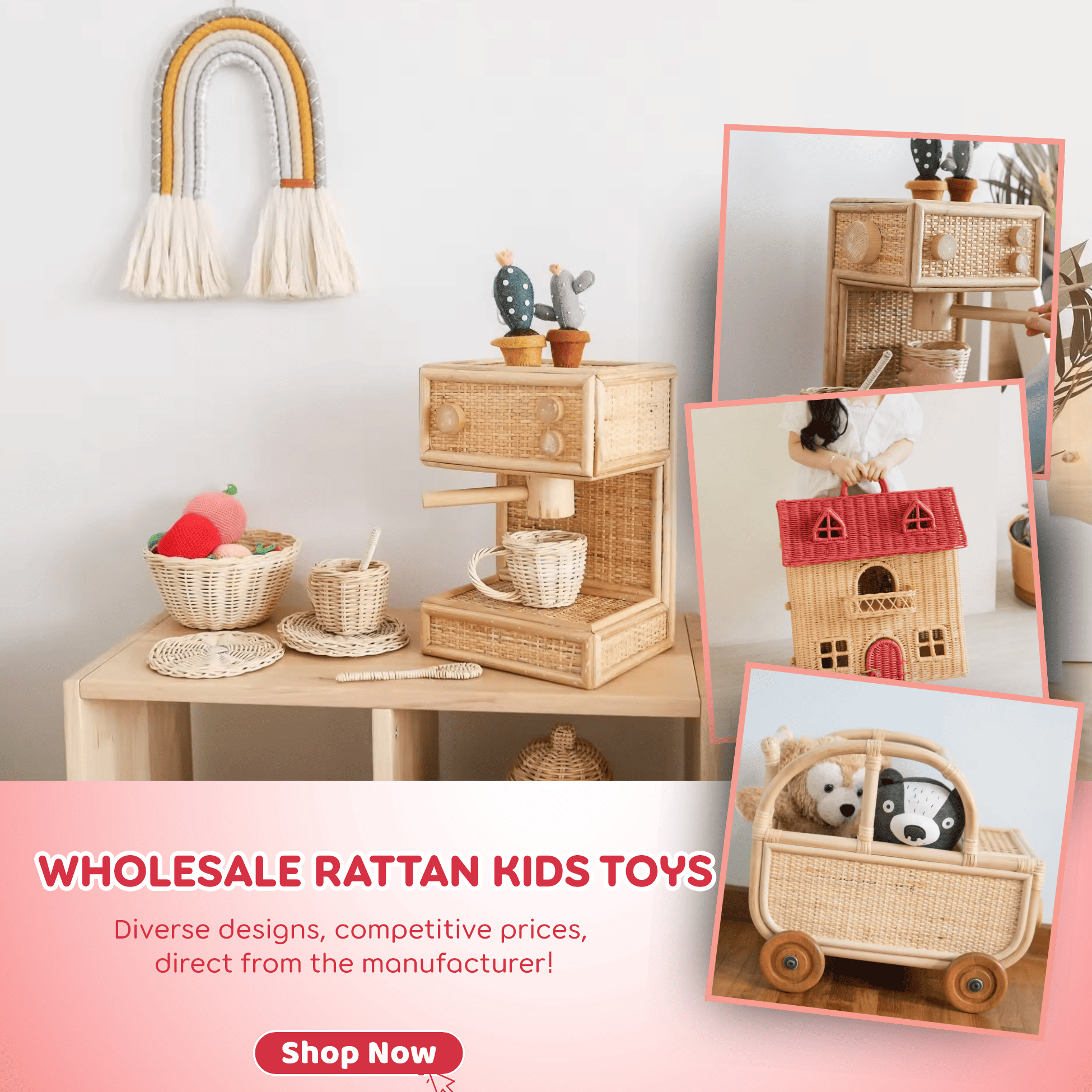 rattan kids toys, furniture, wholesale, bulk, australia