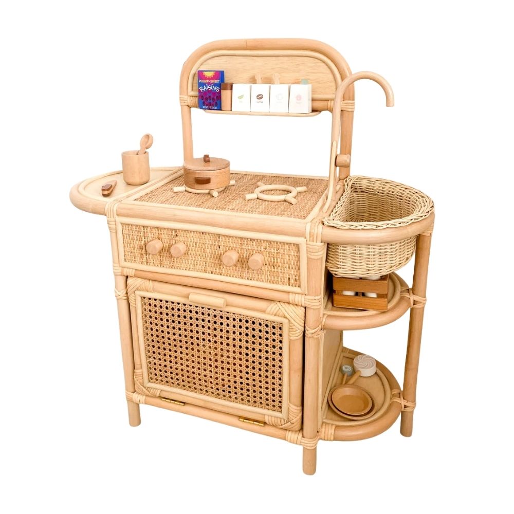 rattan kitchen toys set, kids toys, kids furniture, wholesale, bulk