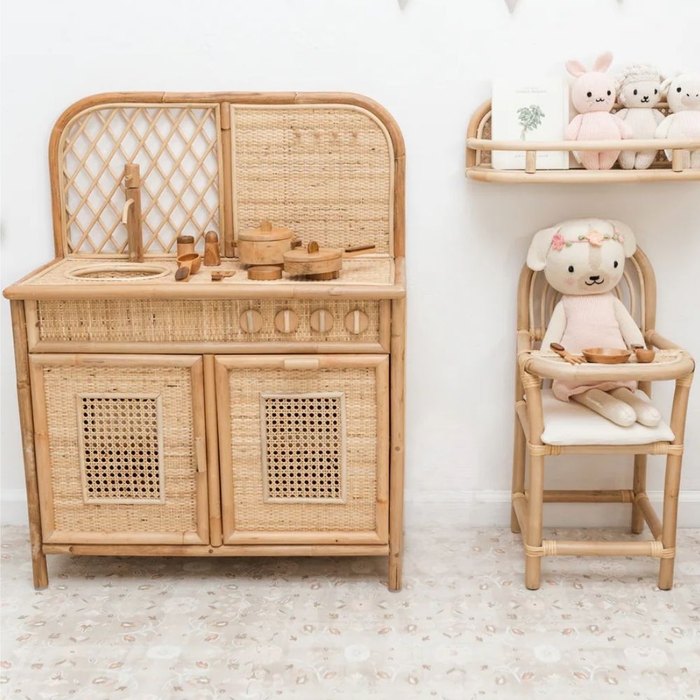 rattan kitchenette for kids, kids toys, kids furniture, wholesale, bulk