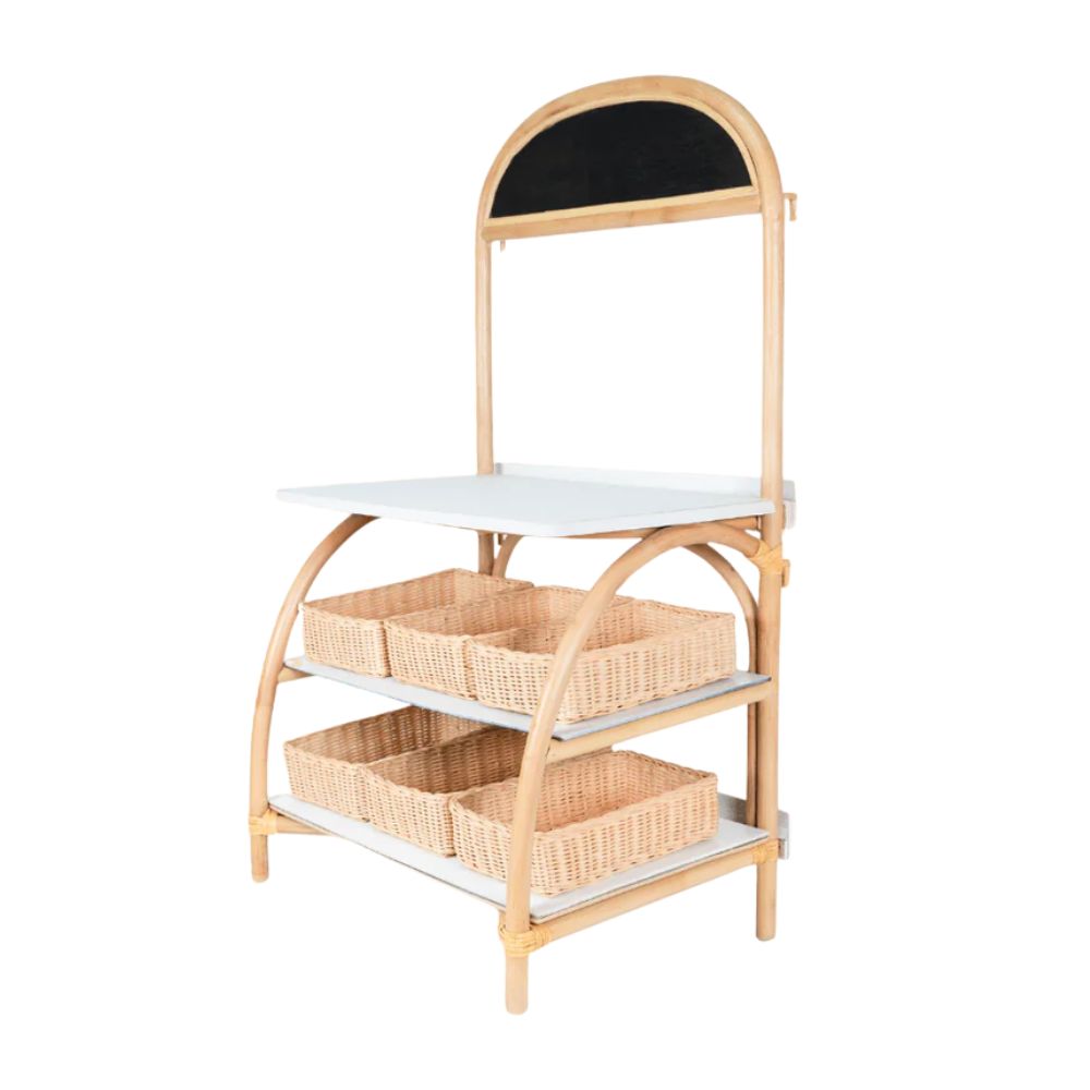Rattan Market Stall with Baskets, rattan kids toys, rattan kids furniture, wholesale, bulk, childrens