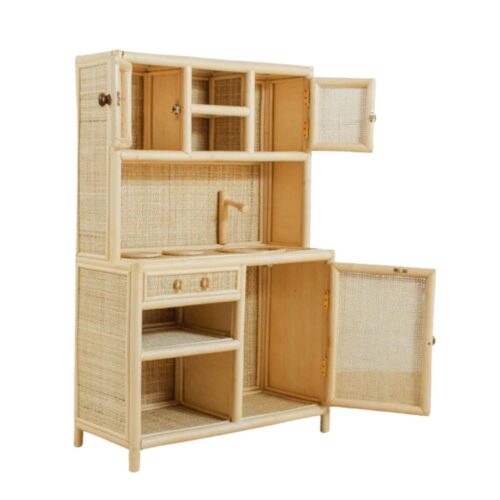 rattan play kitchen set, kids toys, kids furniture, wholesale, bulk