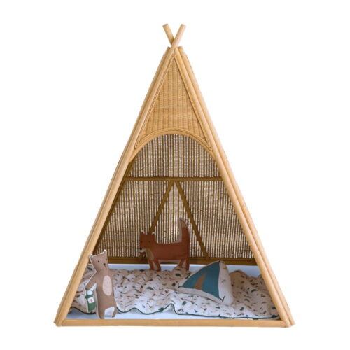Rattan Play Tent Camper, rattan kids furniture, kids toys, rattan