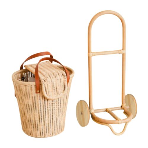 Rattan Rolling Market Cart, rattan kids toys, rattan kids furniture, wholesale, bulk, childrens