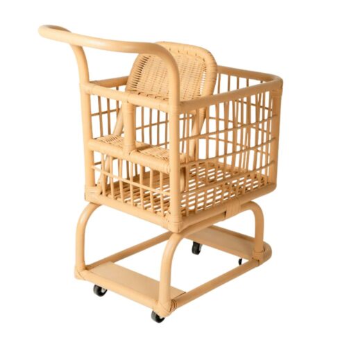 Rattan Shopping Cart, rattan kids toys, rattan kids furniture, wholesale, bulk, childrens