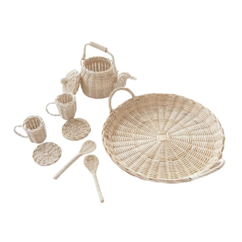 rattan tea party set, kids toys, wholesale