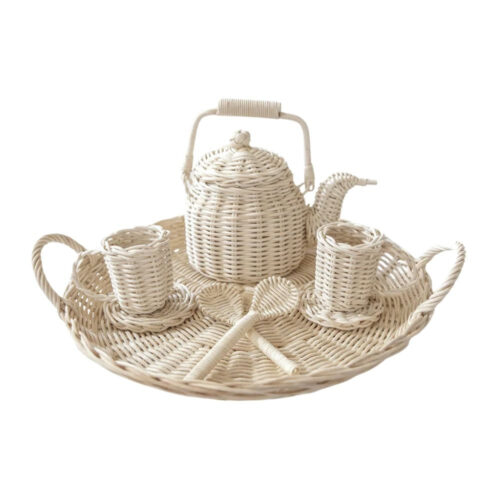 rattan tea party set, kids toys, wholesale