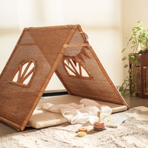 Wicker Kids Play Tent, rattan kids furniture, kids toys, rattan