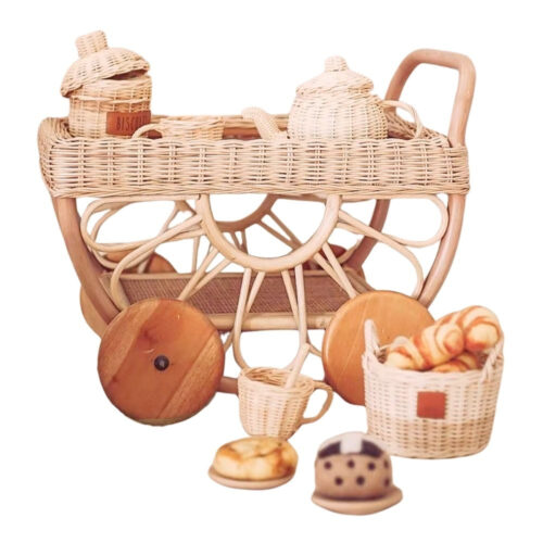 woven rattan tea cart kids toys, wholesale, bulk