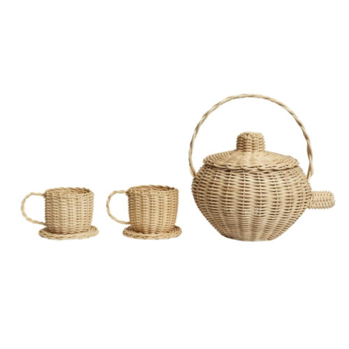 woven rattan tea set, kids toys, wholesale