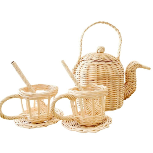 woven rattan toy tea set, wholesale, kids toys