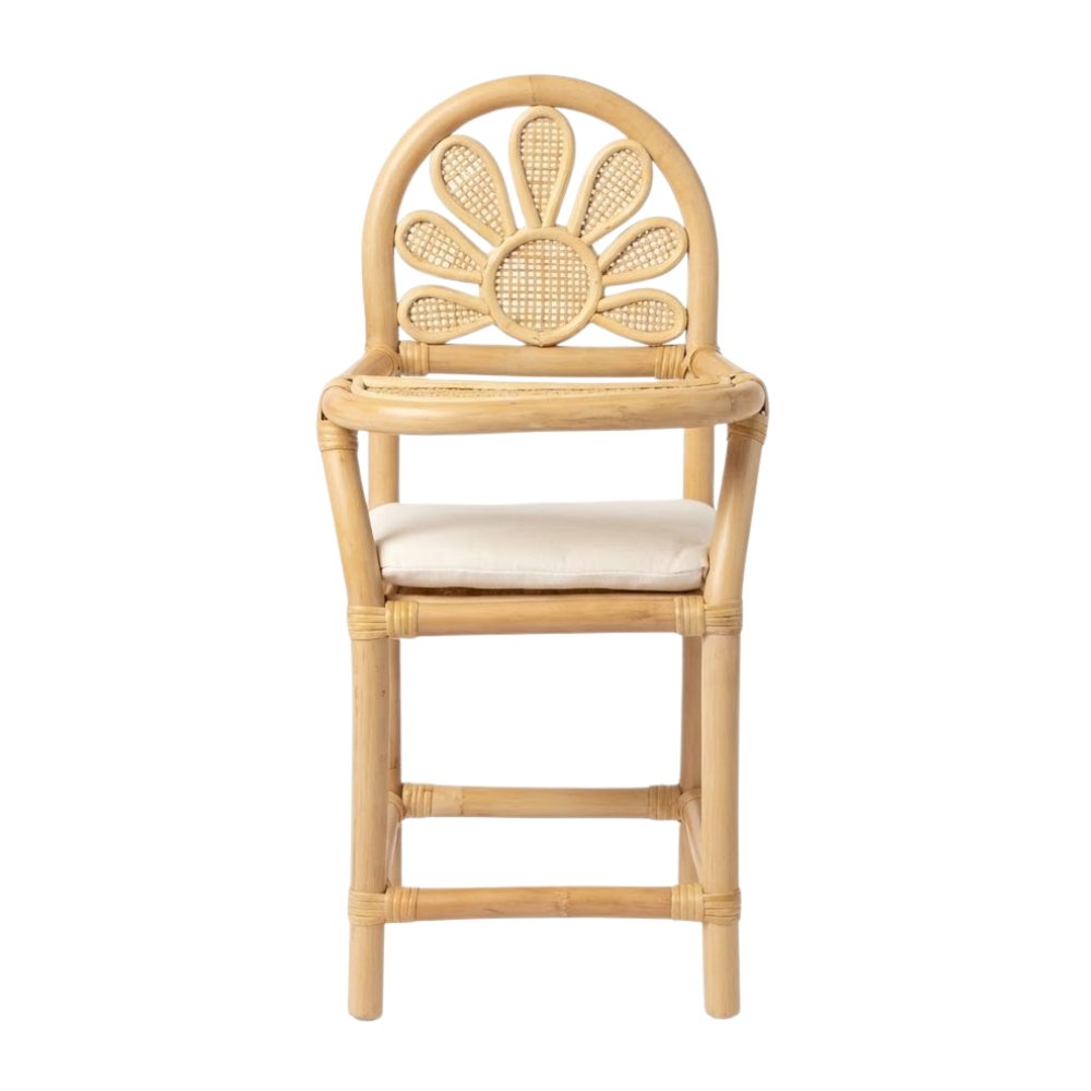 Flower Dedsign Rattan Baby Doll High Chair, rattan kids toys, rattan kids furniture, wholesale, bulk, childrens