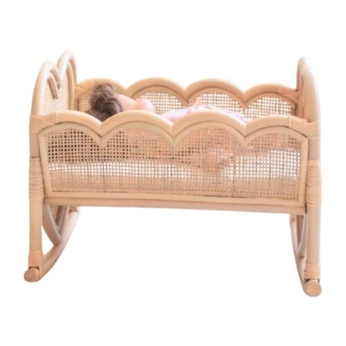 heart design rattan baby doll bassinet, rattan kids toys, rattan kids furniture, wholesale, bulk, childrens
