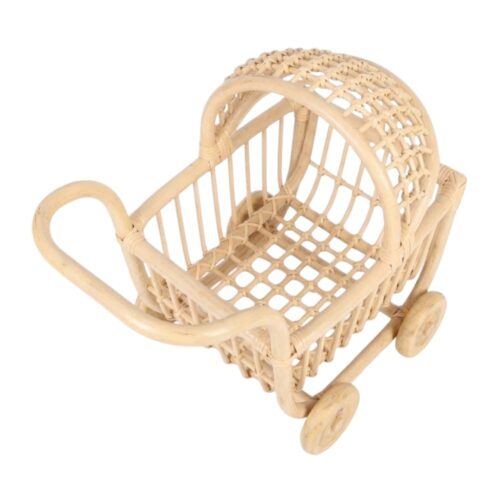 Rattan Baby Doll Cart, wicker, doll buggy, doll stroller, rattan kids toys, rattan kids furniture, wholesale, bulk, childrens