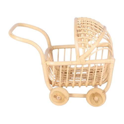 Rattan Baby Doll Cart, wicker, doll buggy, doll stroller, rattan kids toys, rattan kids furniture, wholesale, bulk, childrens