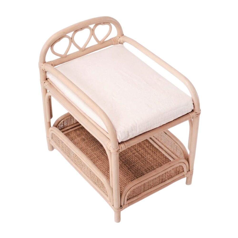 Rattan Baby Doll Changing Table and High Chair, rattan kids toys, rattan kids furniture, wholesale, bulk, childrens