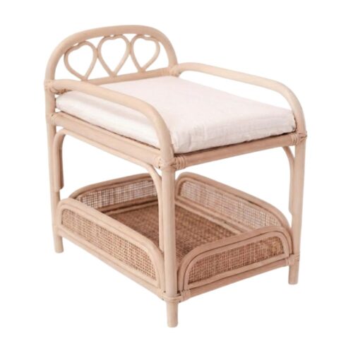 Rattan Baby Doll Changing Table and High Chair, rattan kids toys, rattan kids furniture, wholesale, bulk, childrens