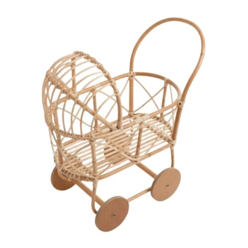 Rattan Baby Doll Pram Wholesale, wicker, doll buggy, doll stroller, rattan kids toys, rattan kids furniture, wholesale, bulk, childrens