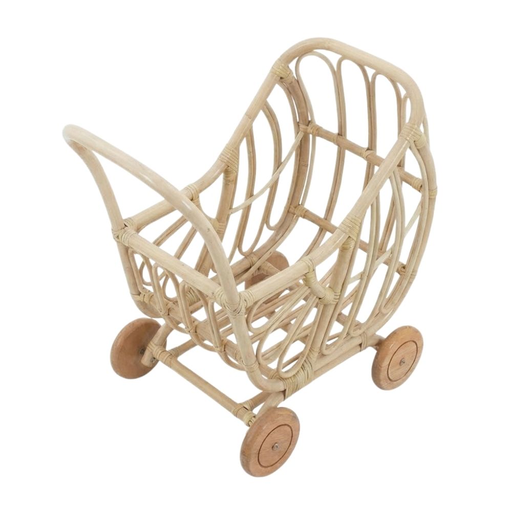 Rattan Doll Carriage, wicker, doll buggy, doll stroller, rattan kids toys, rattan kids furniture, wholesale, bulk, childrens