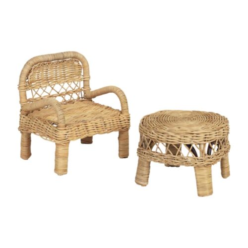 Rattan Doll Chair and Table Set, rattan kids toys, rattan kids furniture, wholesale, bulk, childrens