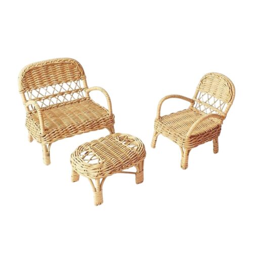 Rattan Doll Chair and Table Set, rattan kids toys, rattan kids furniture, wholesale, bulk, childrens