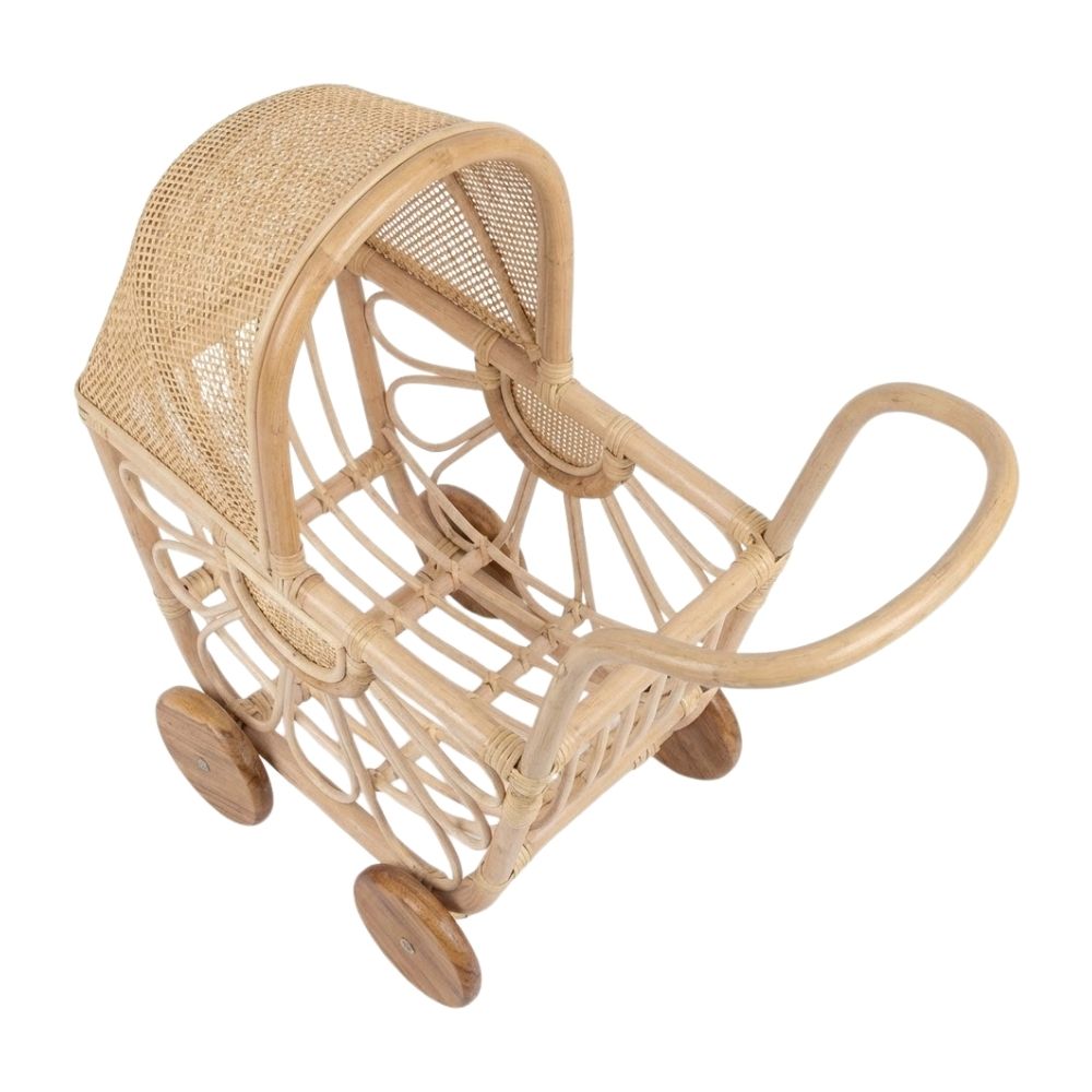 Rattan Doll Pram Australia, wicker, doll buggy, doll stroller, rattan kids toys, rattan kids furniture, wholesale, bulk, childrens