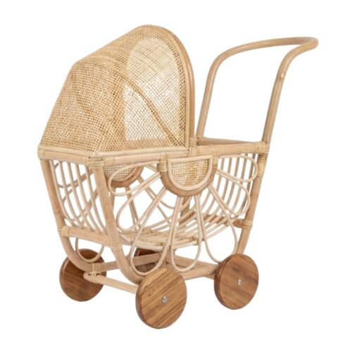 Rattan Doll Pram Australia, wicker, doll buggy, doll stroller, rattan kids toys, rattan kids furniture, wholesale, bulk, childrens