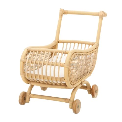 Rattan Doll Pram Stroller, wicker, doll buggy, doll stroller, rattan kids toys, rattan kids furniture, wholesale, bulk, childrens