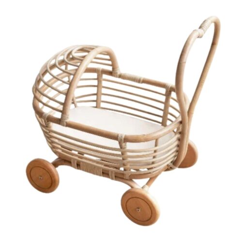 Rattan Doll Stroller, wicker, doll buggy, doll stroller, rattan kids toys, rattan kids furniture, wholesale, bulk, childrens