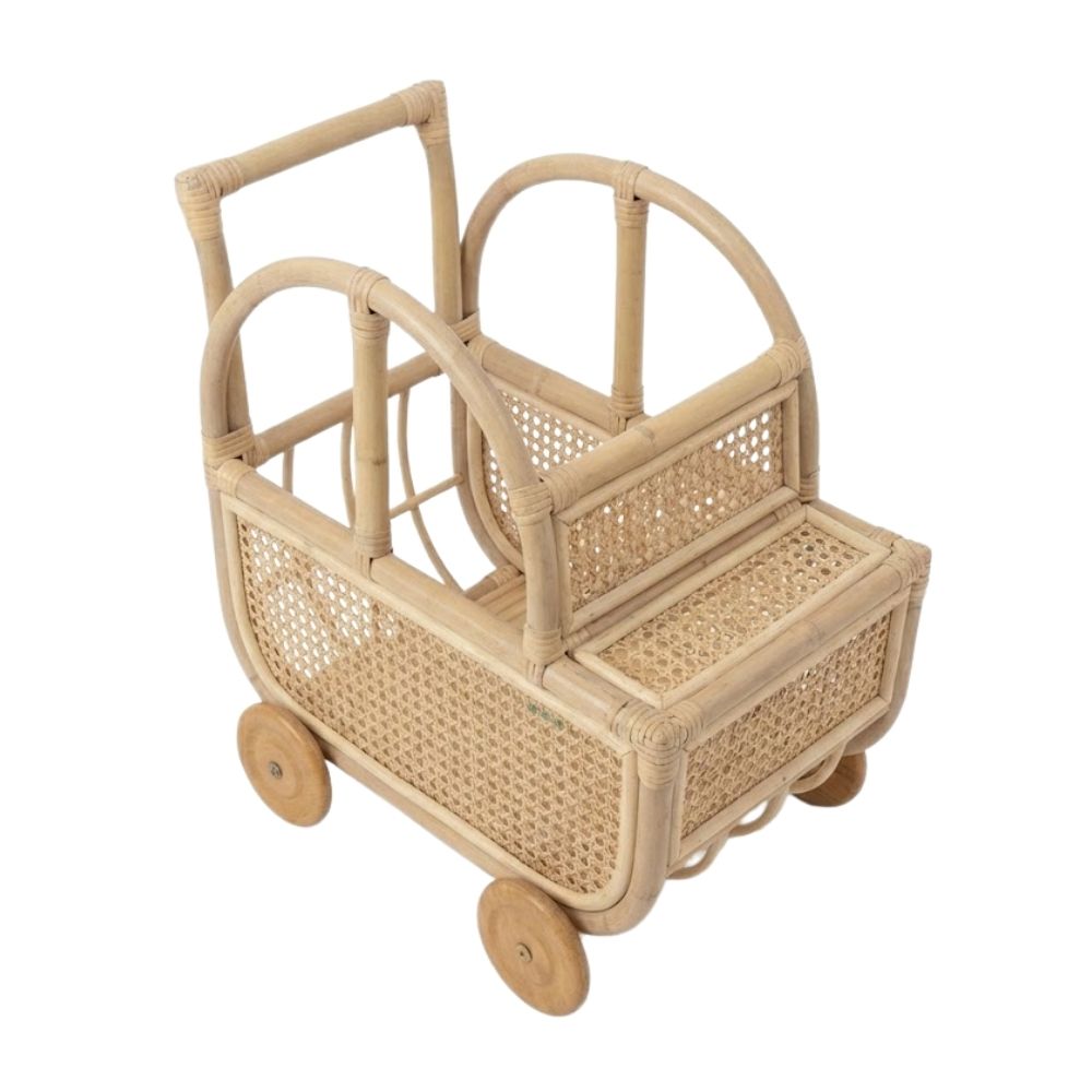 Rattan Kids Toys Dolls Pram, wicker, doll buggy, doll stroller, rattan kids toys, rattan kids furniture, wholesale, bulk, childrens