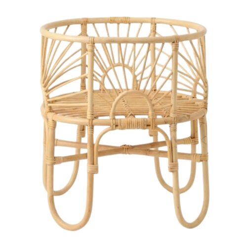 sun motif rattan doll bassinet, rattan kids furniture, wholesale, bulk, childrens