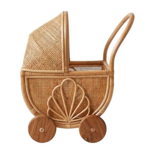 Vintage Rattan Doll Stroller, wicker, doll buggy, doll stroller, rattan kids toys, rattan kids furniture, wholesale, bulk, childrens