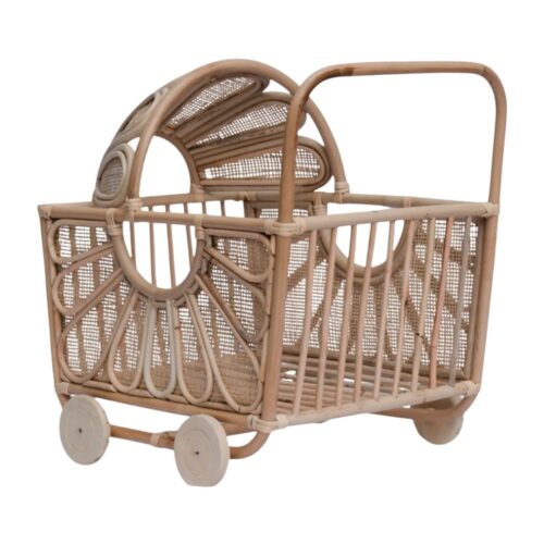 wicker doll baby buggy, wicker, doll buggy, doll stroller, rattan kids toys, rattan kids furniture, wholesale, bulk, childrens