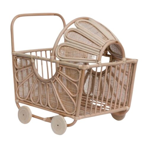 wicker doll baby buggy, wicker, doll buggy, doll stroller, rattan kids toys, rattan kids furniture, wholesale, bulk, childrens