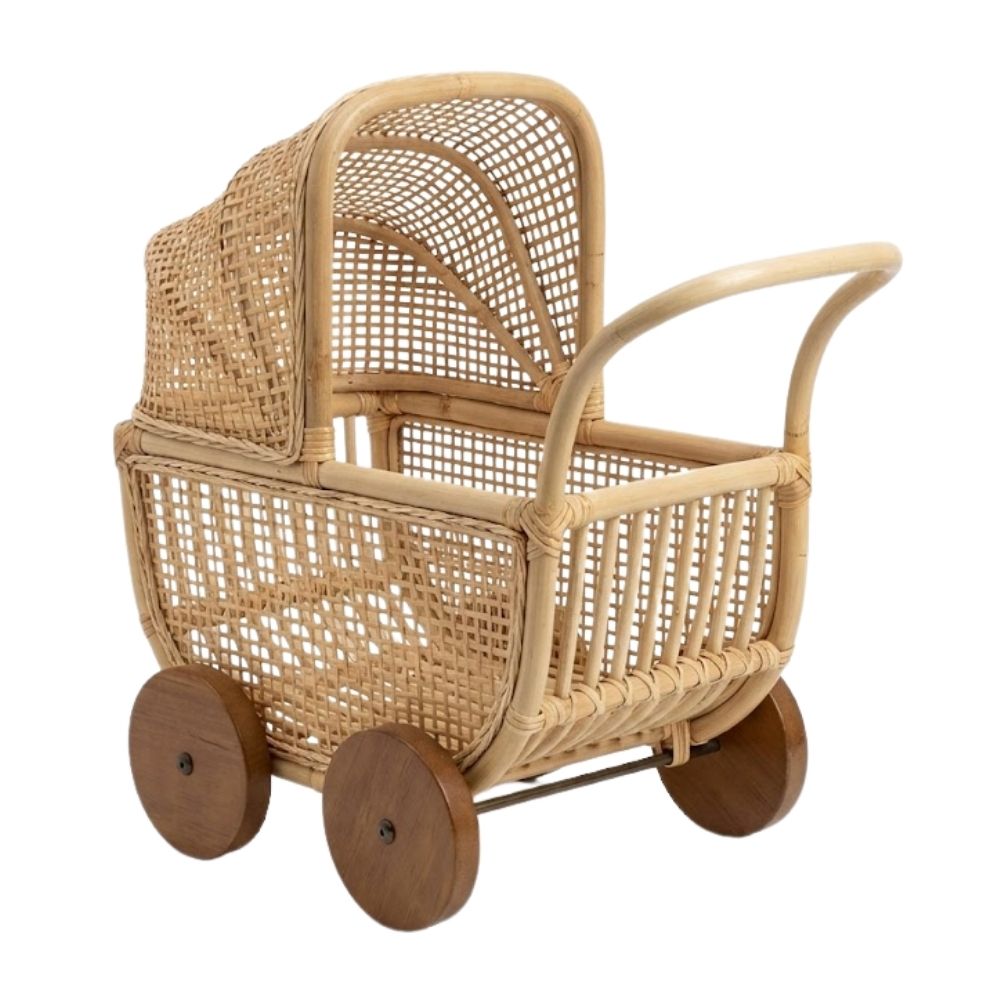 Wicker Doll Stroller for Sale, doll buggy, doll stroller, rattan kids toys, rattan kids furniture, wholesale, bulk, childrens