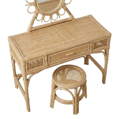 Rattan Kids Vanity & Stool, rattan kids dressing table, rattan kids makeup table, rattan kids furniture, rattan kids chair, rattan kids table, rattan kids table and chairs set, rattan toddler chair, rattan toddler table and chairs, wholesale, bulk, Vietnam, factory