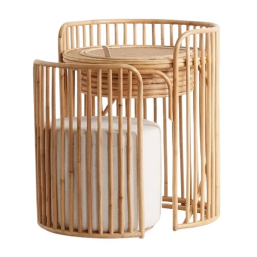 Round Rattan Kids Vanity And Stool, rattan kids dressing table, rattan kids makeup table, rattan kids furniture, rattan kids chair, rattan kids table, rattan kids table and chairs set, rattan toddler chair, rattan toddler table and chairs, wholesale, bulk, Vietnam, factory