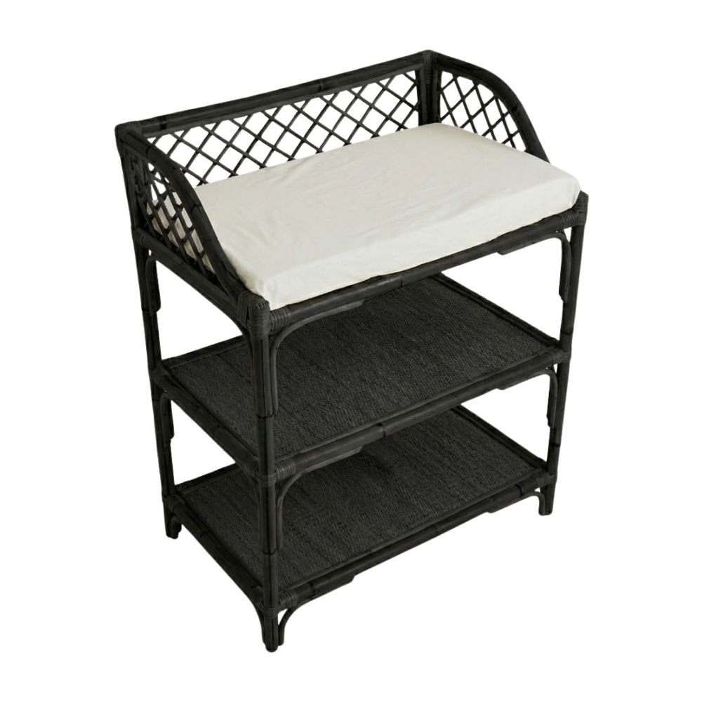Black Rattan Changing Table, rattan kids furniture, wholesale, bulk, manufacture, Vietnam