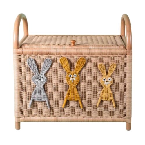 Bunny Rattan Kids Toy Trunk, kids furniture, rattan kids cabinet, rattan kids trunk storage, rattan kids storage bench, rattan kids toy chest, wholesale, bulk, Vietnam, manufacture