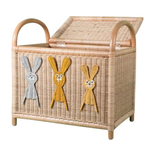 Bunny Rattan Kids Toy Trunk, kids furniture, rattan kids cabinet, rattan kids trunk storage, rattan kids storage bench, rattan kids toy chest, wholesale, bulk, Vietnam, manufacture