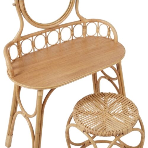 Child Rattan Vanity, rattan kids dressing table, rattan kids makeup table, rattan kids furniture, rattan kids chair, rattan kids table, rattan kids table and chairs set, rattan toddler chair, rattan toddler table and chairs, wholesale, bulk, Vietnam, factory