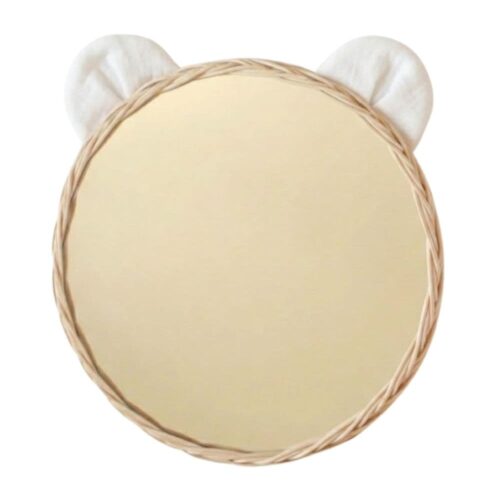 Fabric Bear Ear Rattan Kids Room Mirror, rattan kids furniture, wholesale, bulk, Vietnam, manufacture