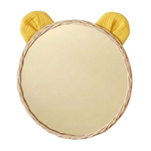 Fabric Bear Ear Rattan Kids Room Mirror, rattan kids furniture, wholesale, bulk, Vietnam, manufacture