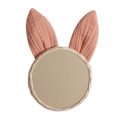 Fabric Rabbit Ear Rattan Kids Room Mirror, rattan kids furniture, wholesale, bulk, Vietnam, manufacture
