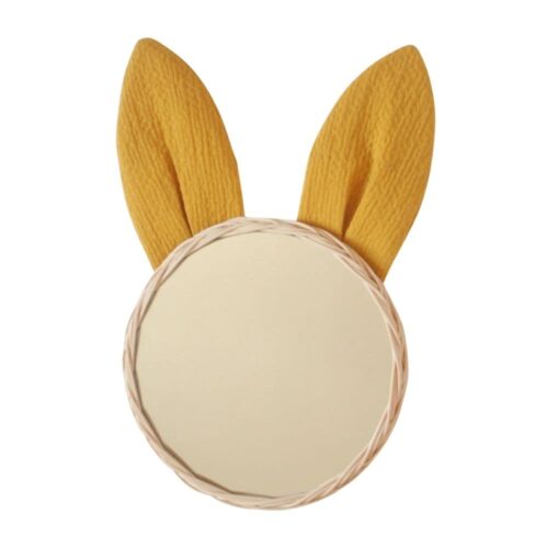 Fabric Rabbit Ear Rattan Kids Room Mirror, rattan kids furniture, wholesale, bulk, Vietnam, manufacture
