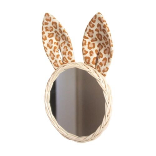 Fabric Rabbit Ear Rattan Kids Room Mirror, rattan kids furniture, wholesale, bulk, Vietnam, manufacture