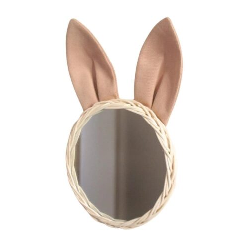 Fabric Rabbit Ear Rattan Kids Room Mirror, rattan kids furniture, wholesale, bulk, Vietnam, manufacture